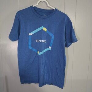 Rip Curl Graphic T-Shirt Mens Medium Blue Hexagon Logo Short Sleeve‎ Tee